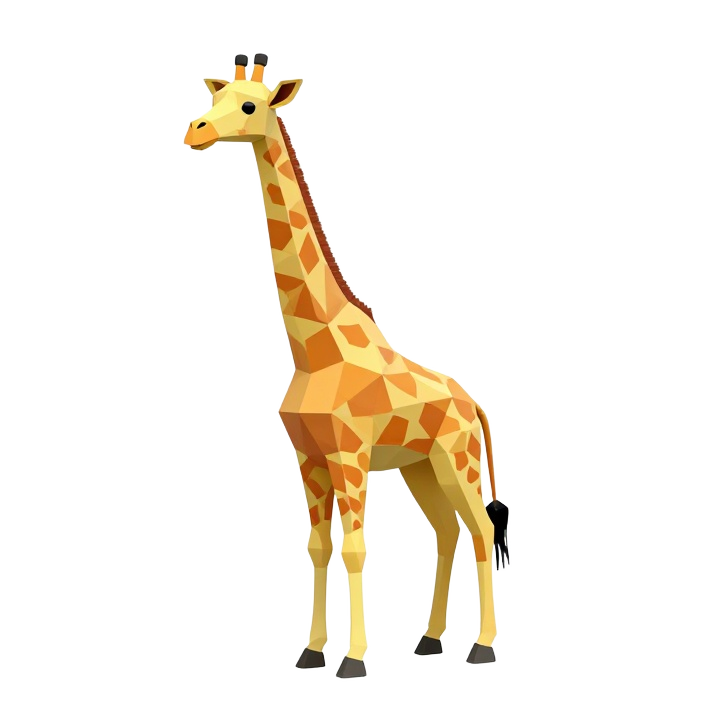 Low Poly Giraffe STL in Calm Standing Pose with Modern Geometric Style