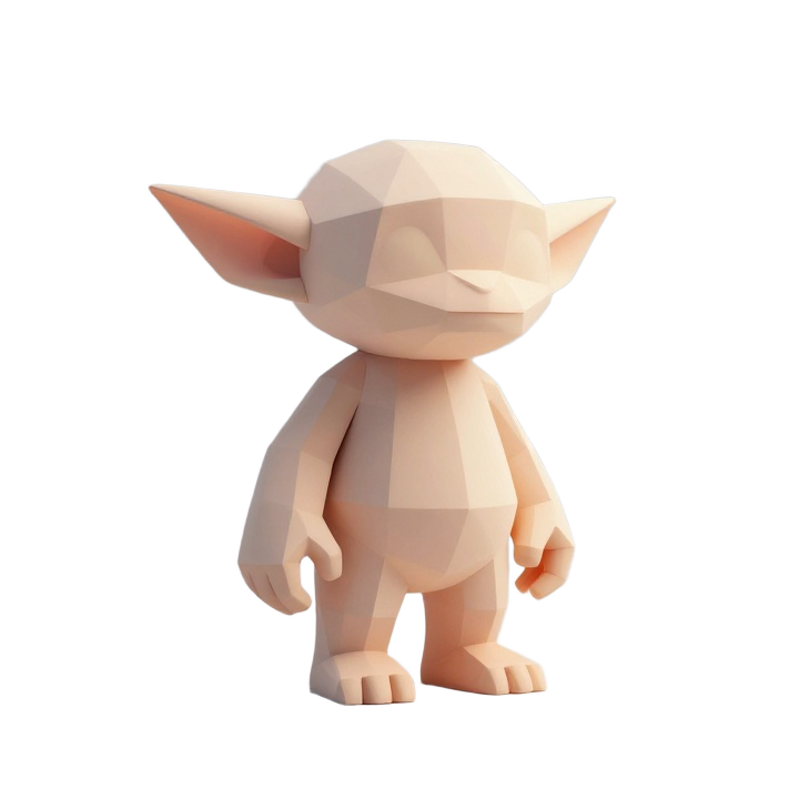 Low Poly Goblin Character STL in Relaxed Standing Pose