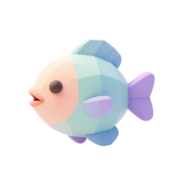 Low Poly Grouper Fish STL Model, Front View Decorative Marine Sculpture