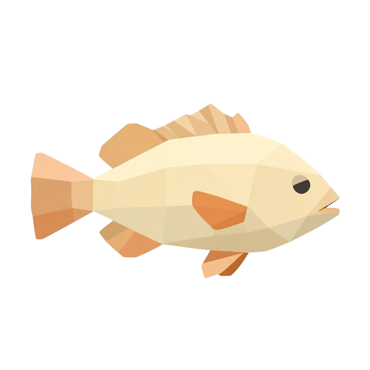 Low Poly Grouper Fish STL Model in Stylized Geometric Display Pose