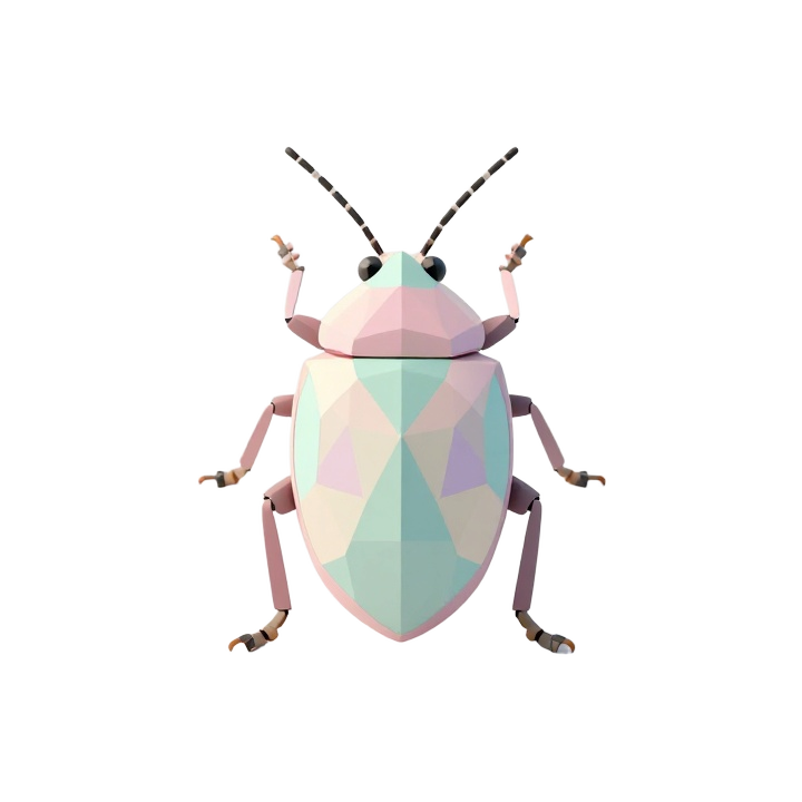 Low Poly Harlequin Bug STL with Angular Shell and Decorative Standing Pose