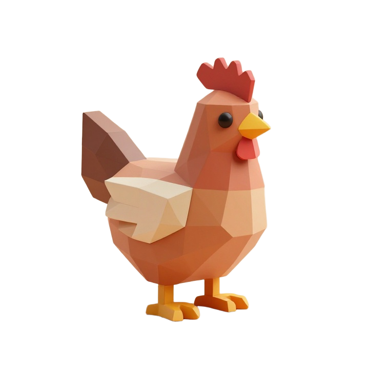 Low Poly Hen Toy Figure STL for Cute Decorative Display