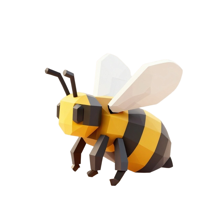 Low Poly Honey Bee STL Figure in Three-Quarter Front Pose