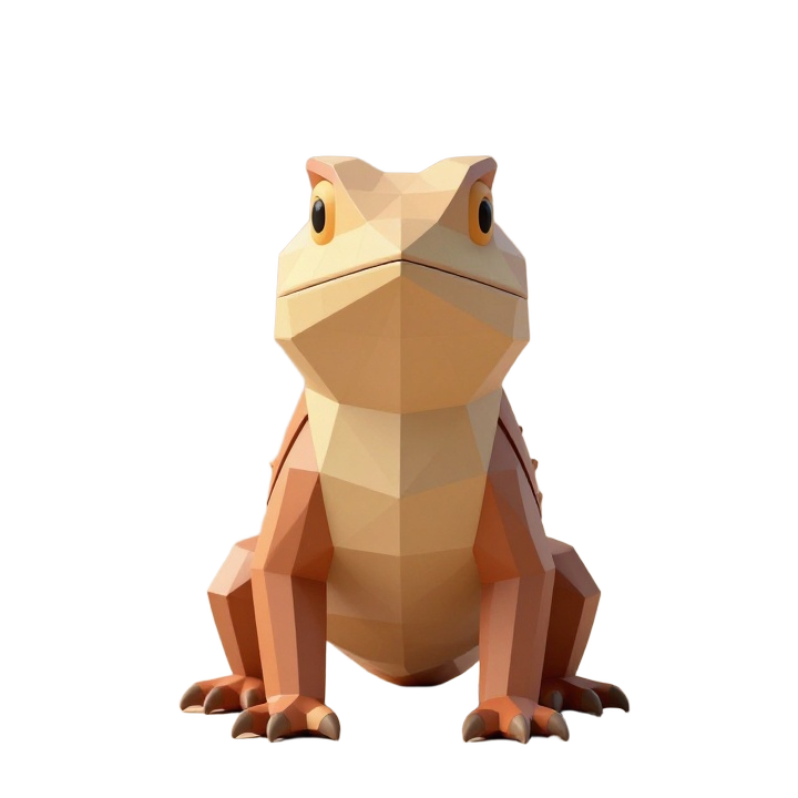 Low Poly Horned Lizard STL Model Standing Front View