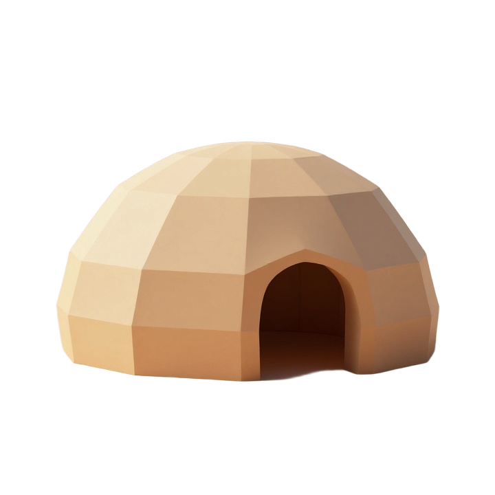 Low Poly Igloo STL Model with Faceted Dome and Open Entrance
