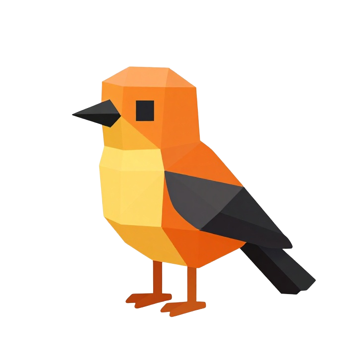 Low Poly Isometric Oriole Bird STL Sculpture for Display