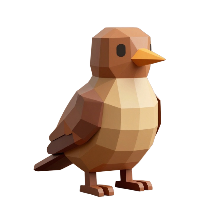 Low Poly Kiwi Bird STL, Chunky Stylized Standing Figure