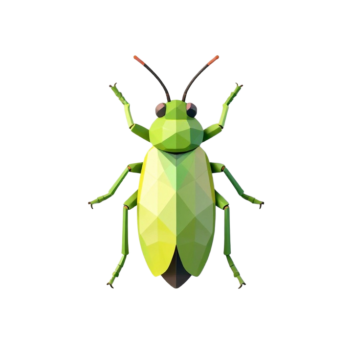 Low Poly Leaf Insect STL in Symmetrical Front Pose