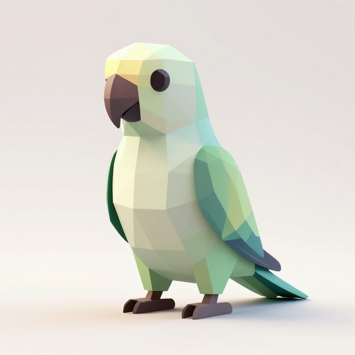 Low Poly Lorikeet STL in Calm Three Quarter Pose
