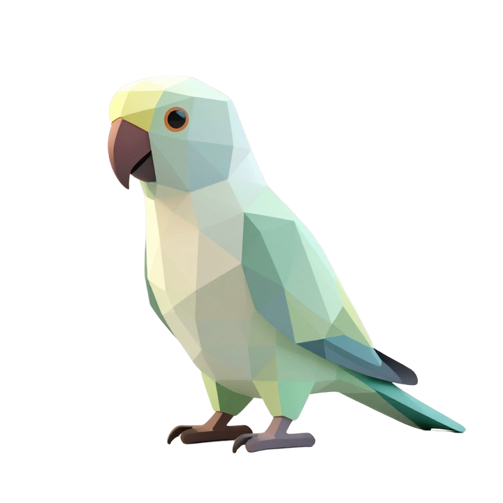 Low Poly Lorikeet STL Model in Natural Standing Side View