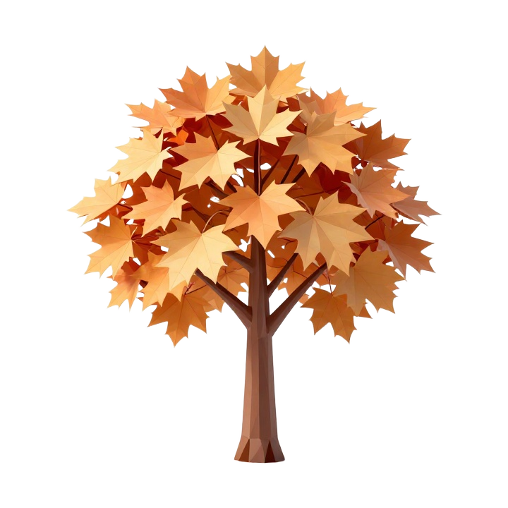 Low Poly Maple Tree STL with Balanced Canopy and Elegant Natural Silhouette