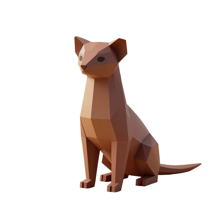 Low Poly Mongoose Figurine in Alert Standing Pose for 3D Printing