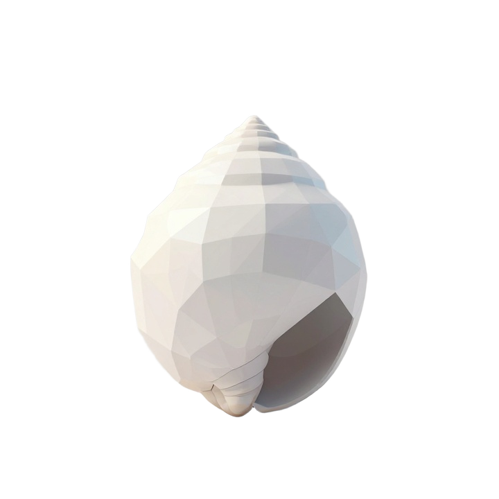 Low Poly Mussel Shell STL Sculpture with Symmetrical Modern Faceted Form