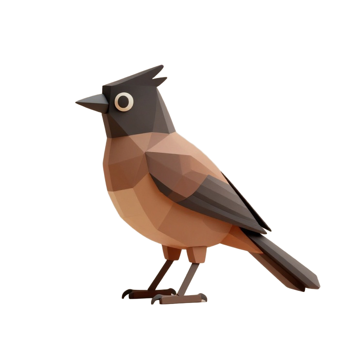 Low Poly Mynah Bird STL in Elegant Side Pose for Modern Decorative Display