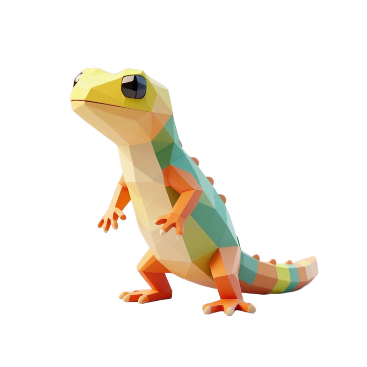 Low Poly Newt STL Model in Natural Standing Side Pose