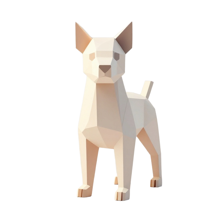 Low Poly Origami Puma STL Sculpture with Symmetrical Front-Facing Pose