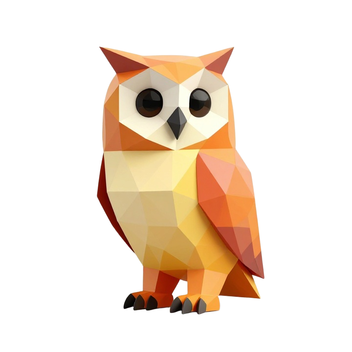 Low Poly Owl Side View STL Sculpture for Modern Decor