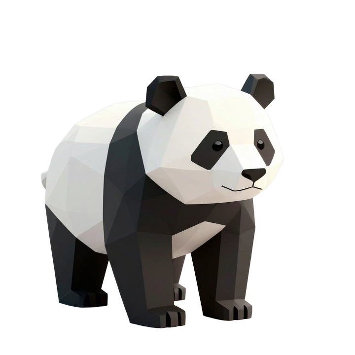 Low Poly Panda Standing STL Character Sculpture for Modern Display