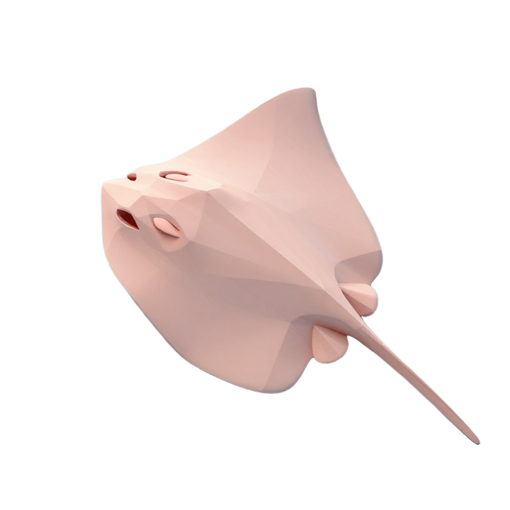 Low Poly Pastel Stingray Side View Decorative STL Sculpture