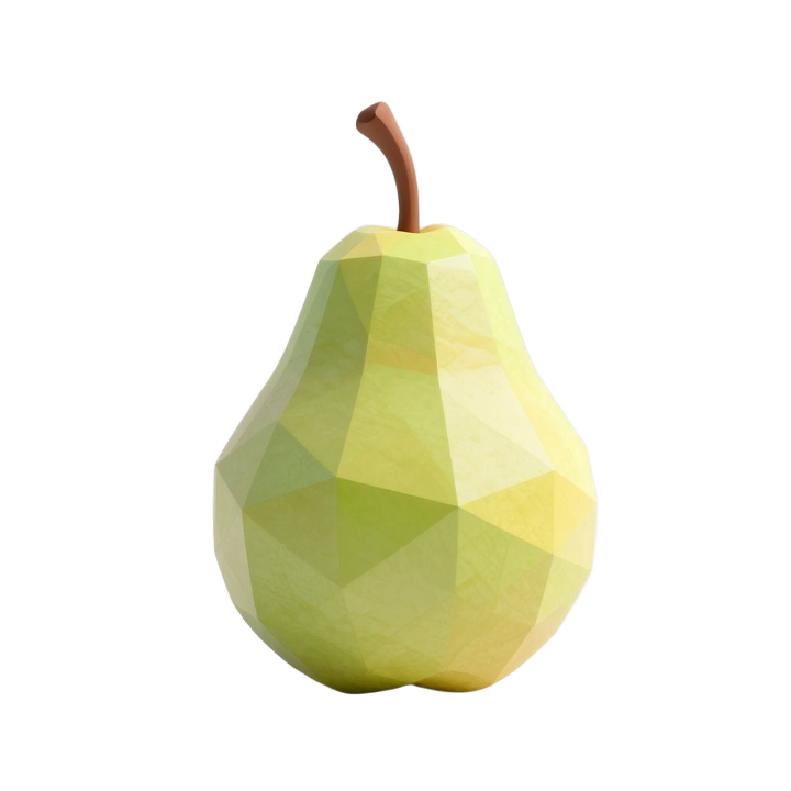 Low Poly Pear STL Sculpture with Elegant Faceted Fruit Silhouette