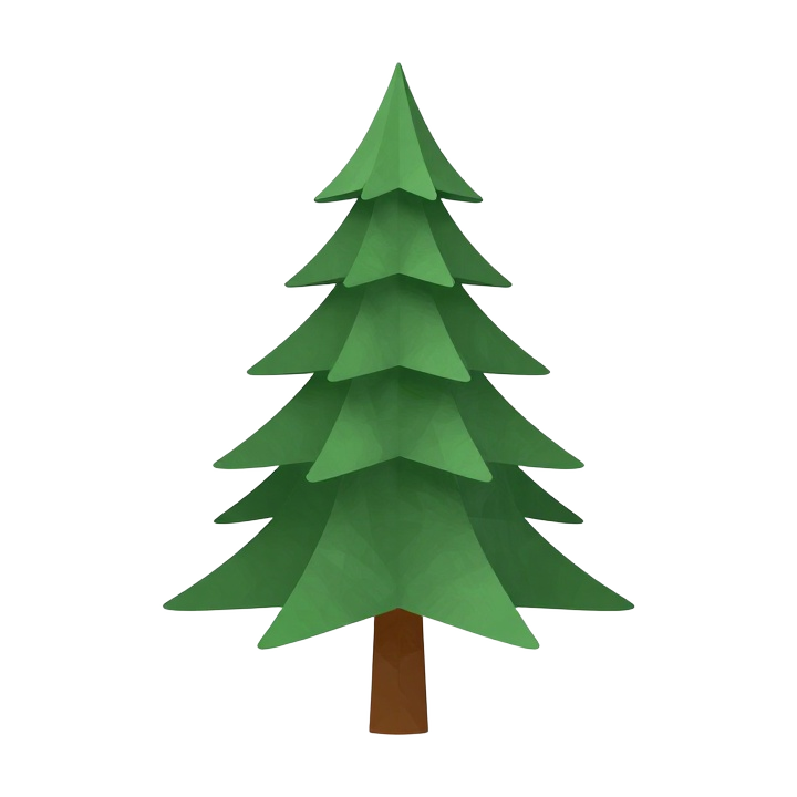 Low Poly Pine Tree STL Model with Clean Layered Foliage and Slim Trunk