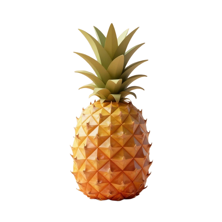 Low Poly Pineapple STL Sculpture with Faceted Body and Upright Crown