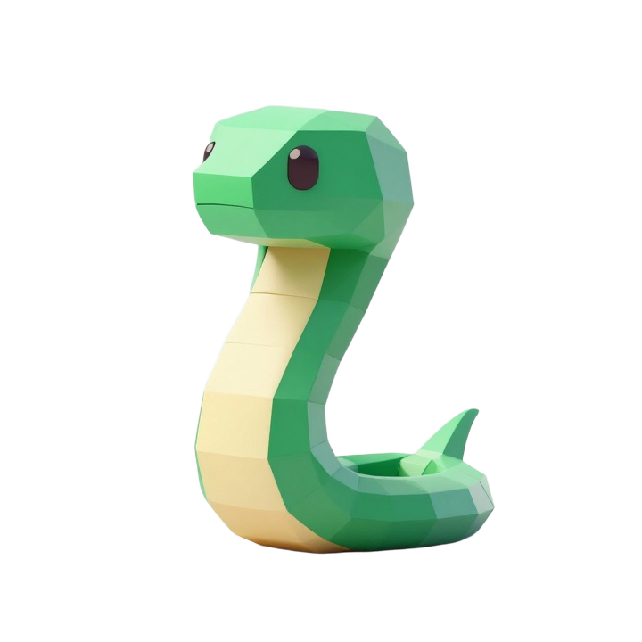 Low Poly Playful Cobra Toy Figure STL for Decorative 3D Printing