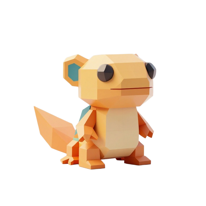 Low Poly Playful Newt Toy Figure in Three-Quarter Pose STL