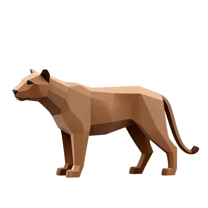 Low Poly Puma Standing Side View Decorative STL Sculpture