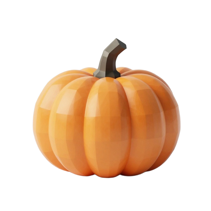 Low Poly Pumpkin STL with Chunky Blocky Form and Decorative Autumn Silhouette