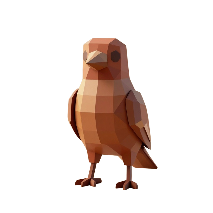Low Poly Roller Bird STL Sculpture in Natural Standing Pose