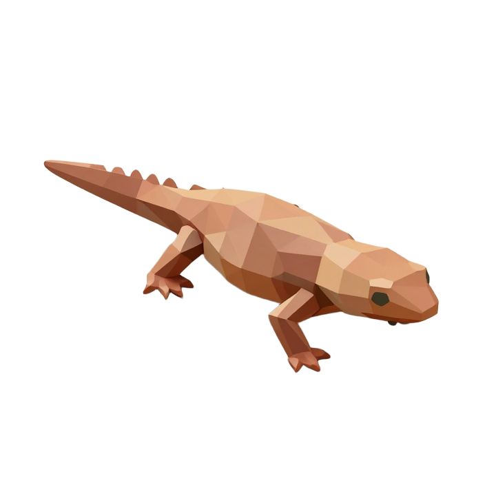 Low Poly Salamander Figurine in Natural Pose with Clean Faceted Silhouette