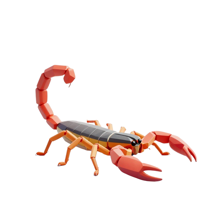 Low Poly Scorpion STL with Arched Tail and Clean Side Profile