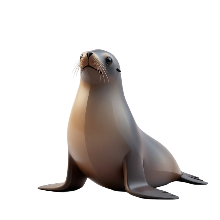 Low Poly Sea Lion STL in Upright Three-Quarter Pose