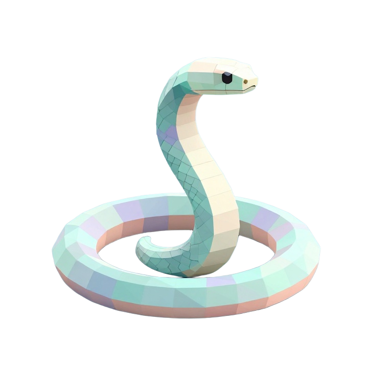Low Poly Sea Snake STL Model in Elegant S-Curve Pose