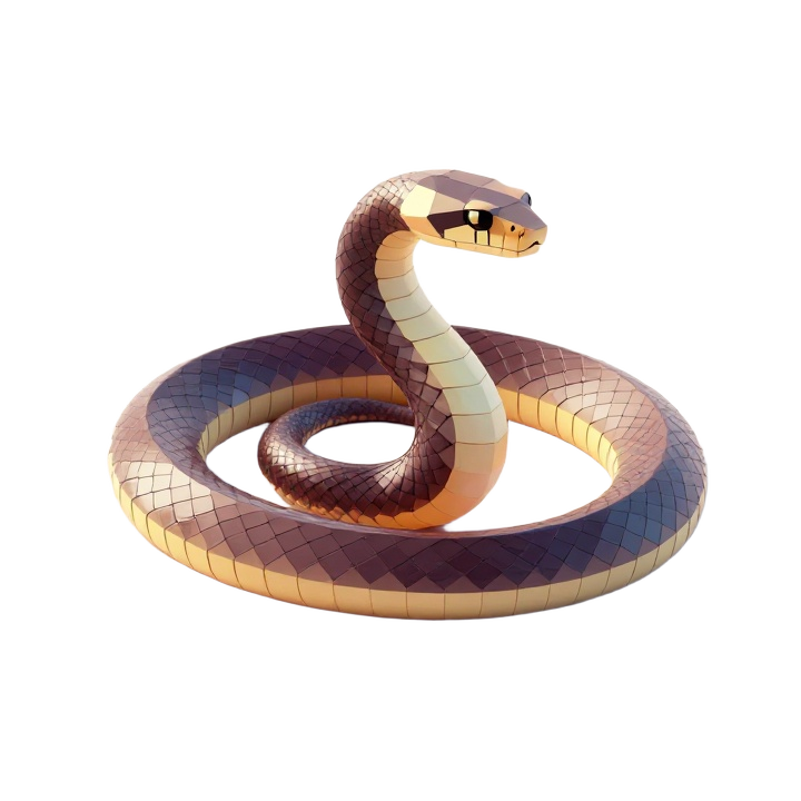 Low Poly Sea Snake STL Sculpture in Elegant Coiled Pose