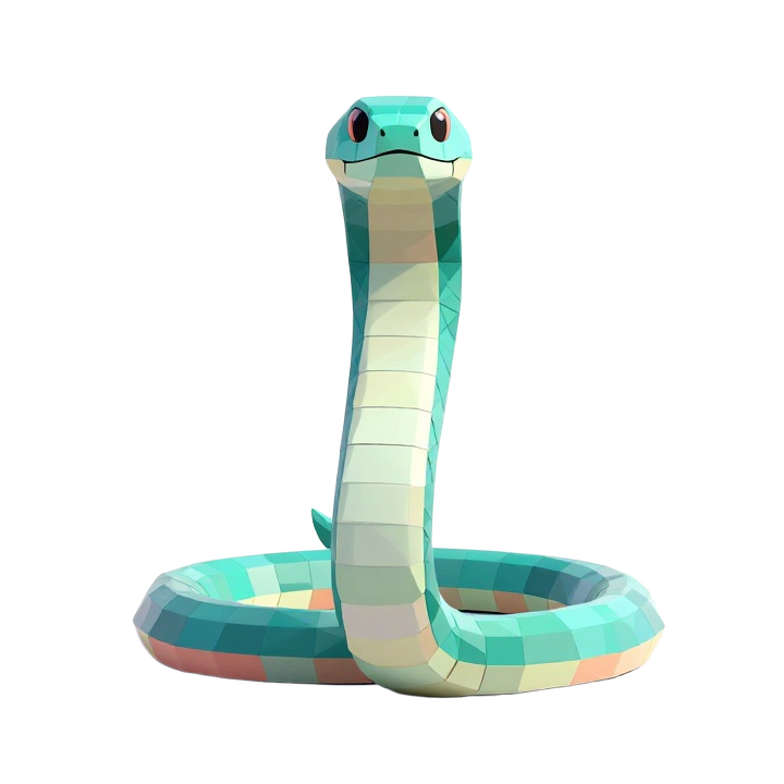 Low Poly Sea Snake STL with Elegant Curved Pose and Stylized Game-Ready Form