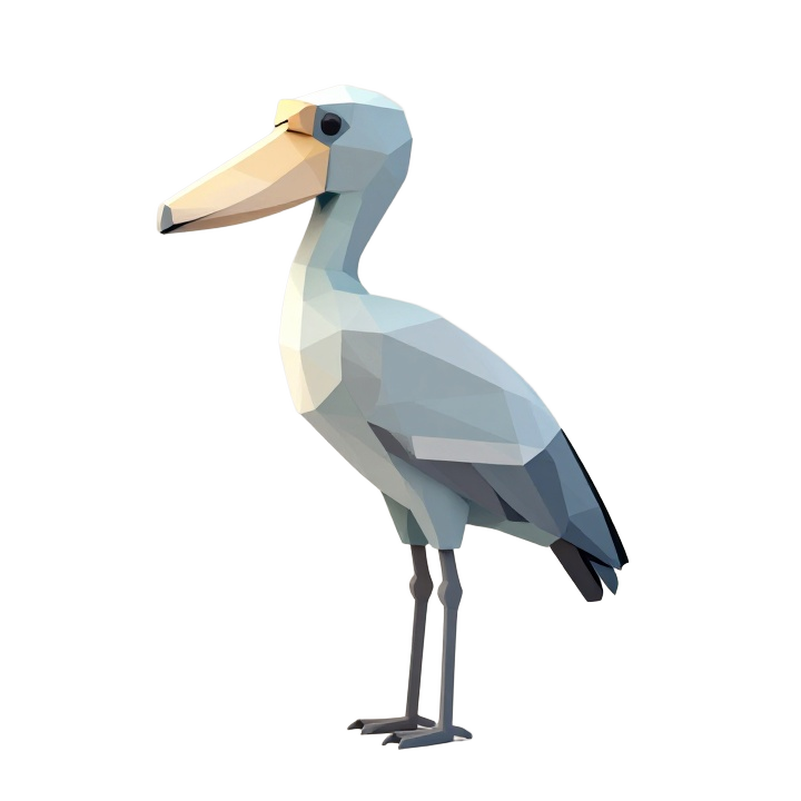 Low Poly Shoebill Bird Side View STL Sculpture