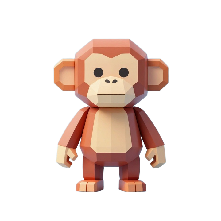 Low Poly Standing Monkey Toy Figure STL for Display and Collectible Decor