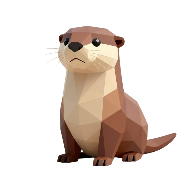 Low Poly Standing Otter STL Sculpture in Clean Geometric Side Profile