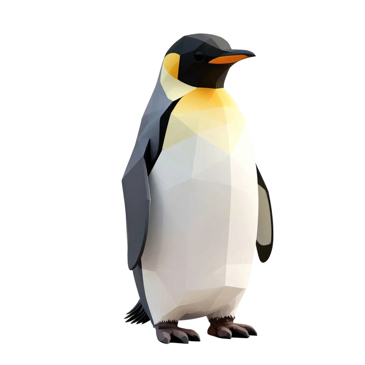 Low Poly Standing Penguin STL Model in Elegant Geometric Wildlife Style