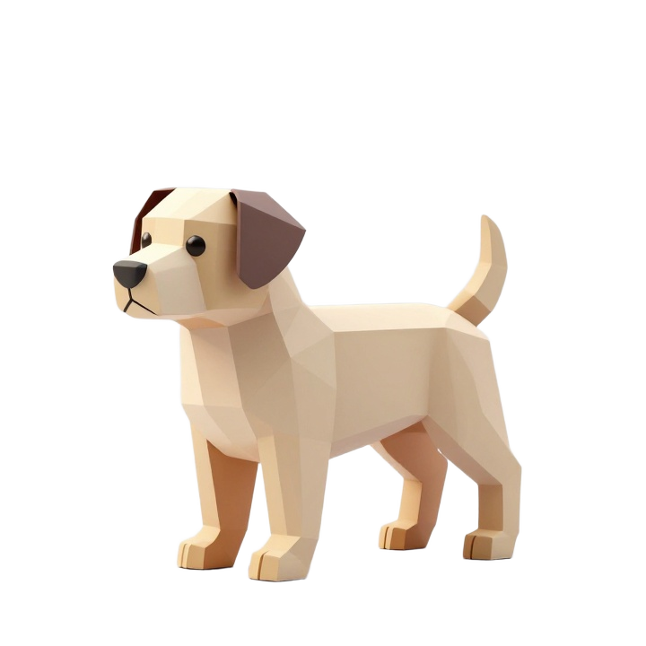 Low Poly Standing Puppy STL Model with Cute Side Profile