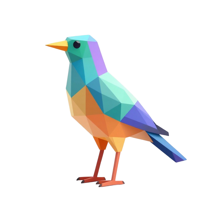 Low Poly Starling Bird STL in Side View with Faceted Modern Geometric Form