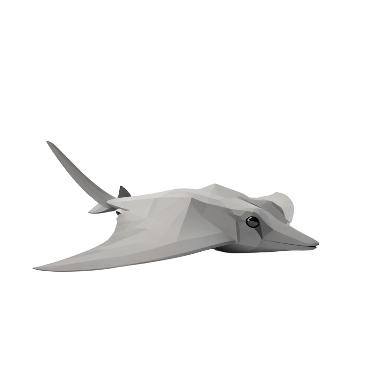 Low Poly Stingray STL Model in Elegant Three Quarter Display Pose
