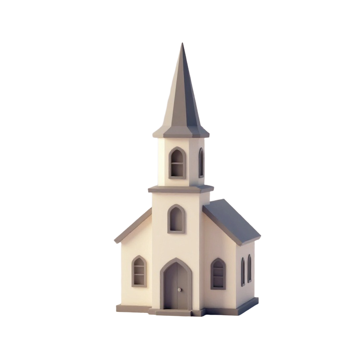 Low Poly Stylized Church Collectible STL for Decorative 3D Printing