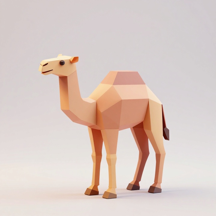 Low Poly Stylized Dromedary Camel Collectible STL Figure