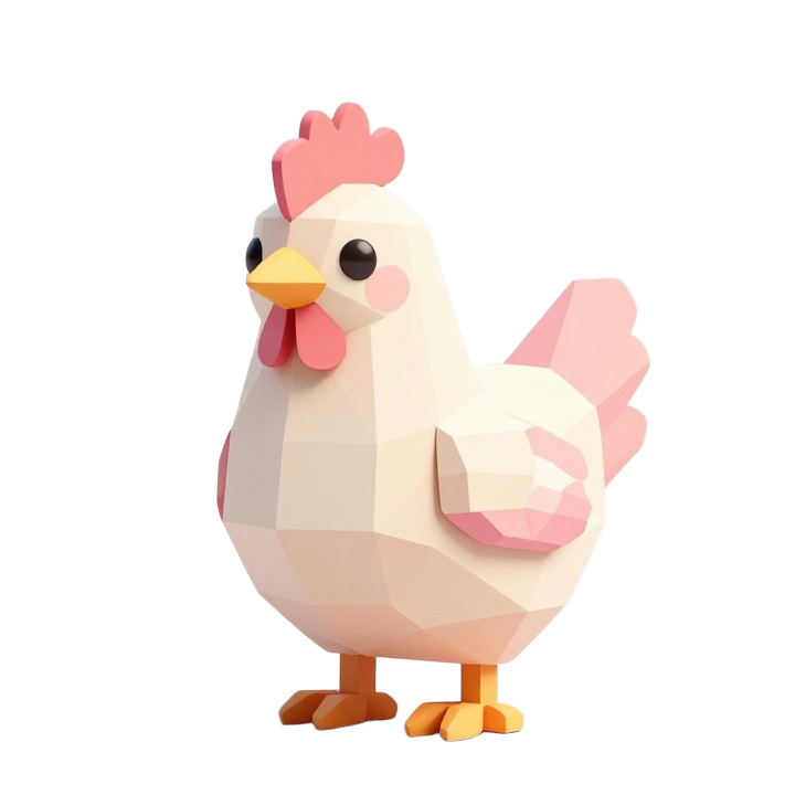 Low Poly Stylized Hen Collectible STL for Charming Decorative Display