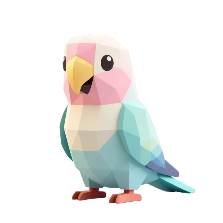 Low Poly Stylized Parrot Collectible STL Figure in Natural Standing Pose