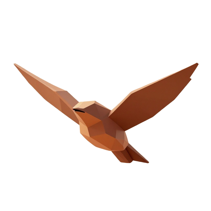 Low Poly Swallow Bird STL Sculpture in Elegant Faceted Three-Quarter Pose