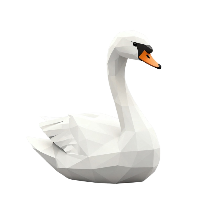 Low Poly Swan STL Model in Elegant Side Standing Pose